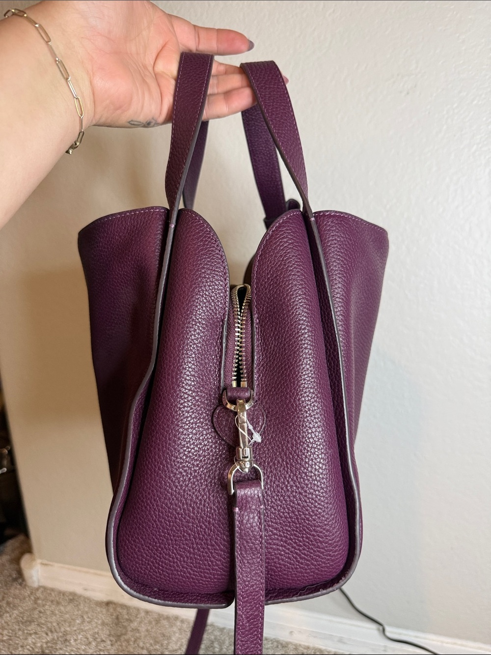 kate spade Plum Pebbled Leather Shoulder Bag/crossbody - Picture 4 of 11